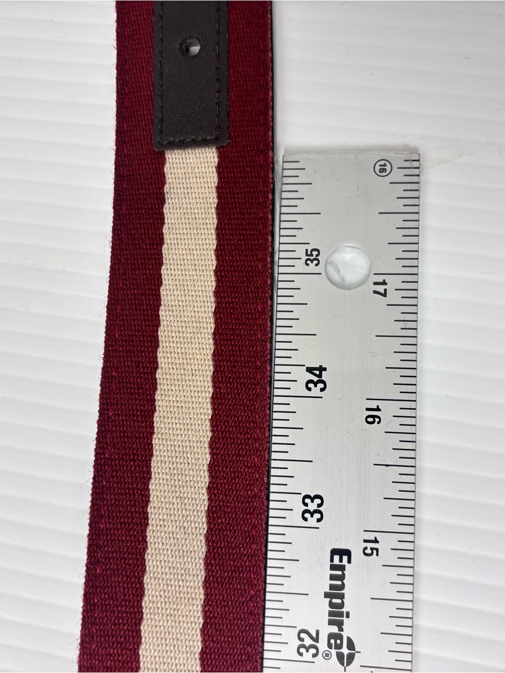 Bally Maroon and Cream Stripe Men’s Belt - Picture 9 of 12